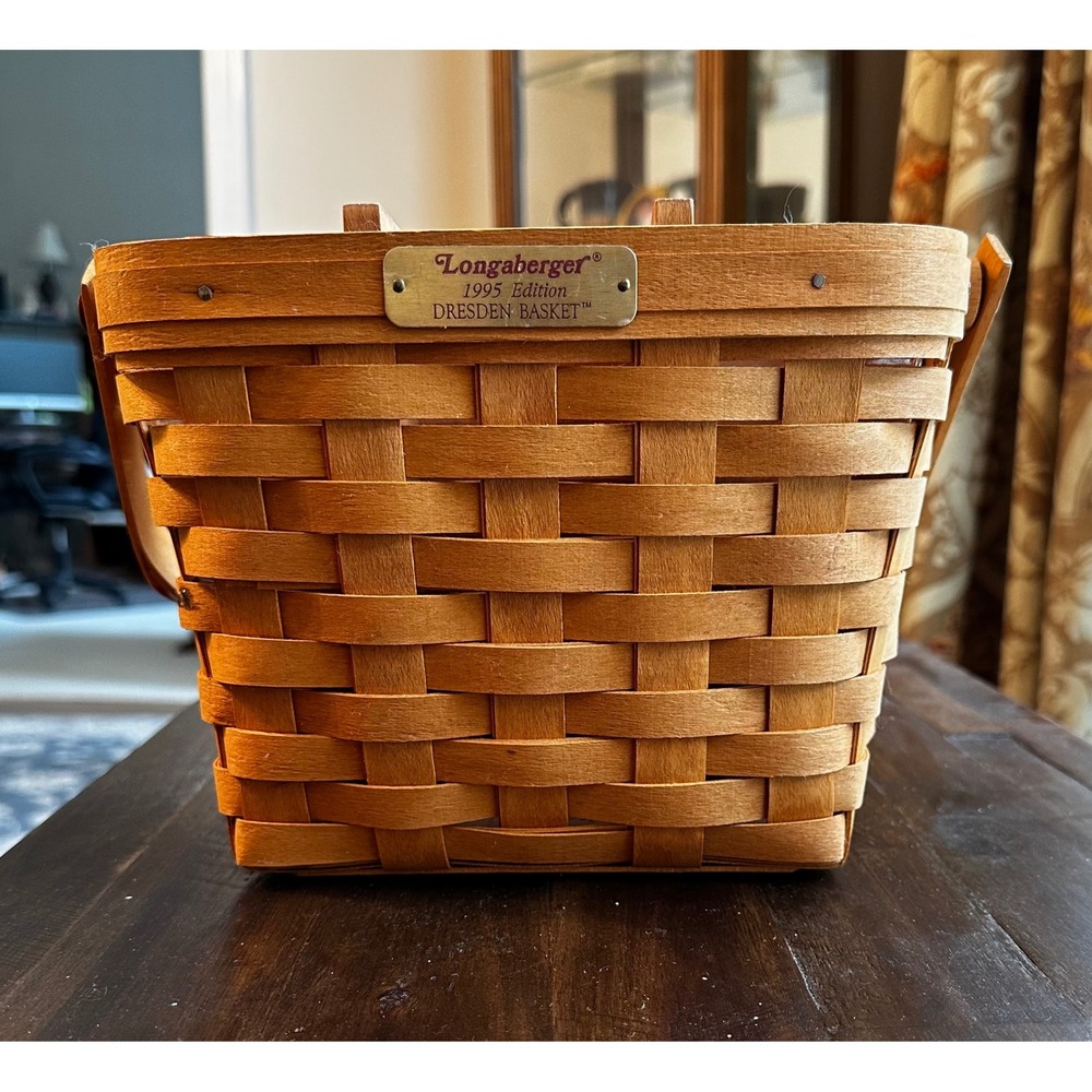 Longaberger 1995 Edition Dresden Basket with Liner and Wooden Divider Handwoven